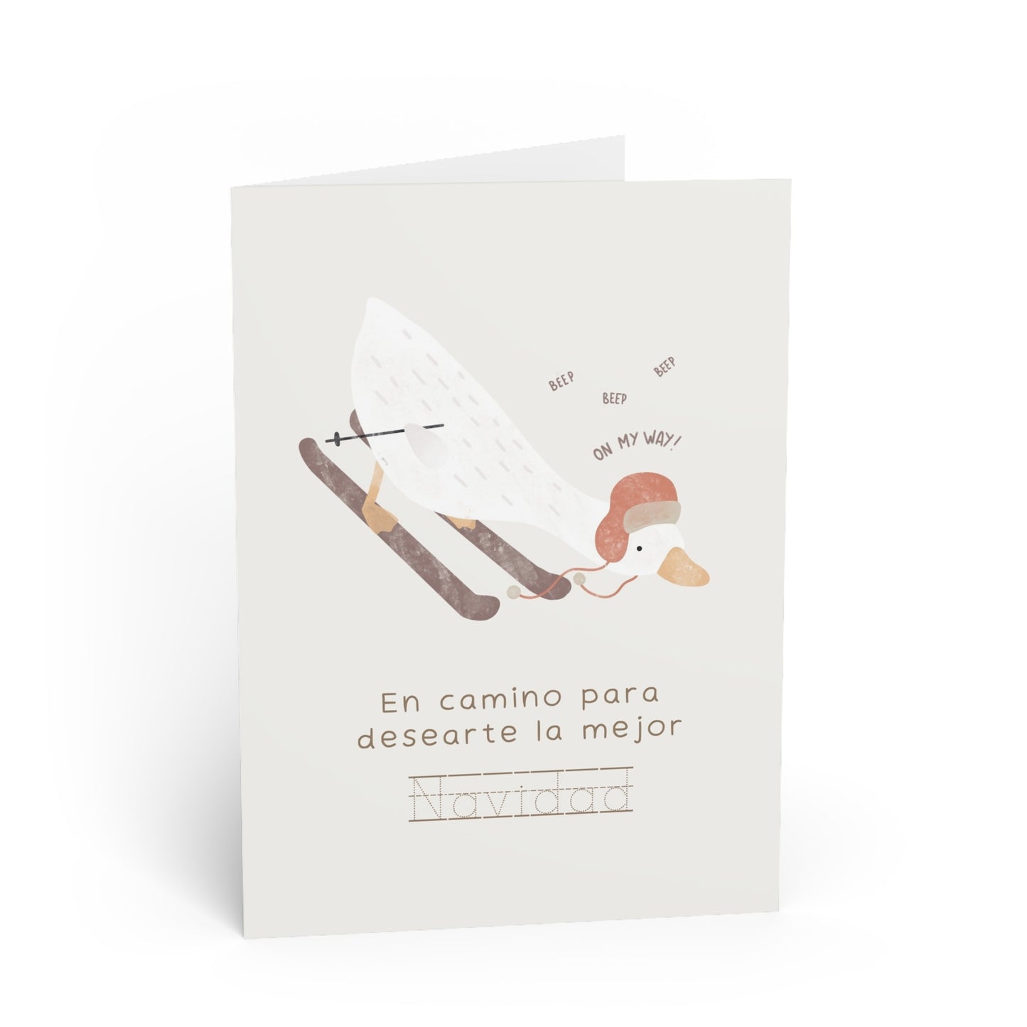 Felicitación Navideña Infantil “Oca en Esquís” – Para Colorear y Escribir | Melococó